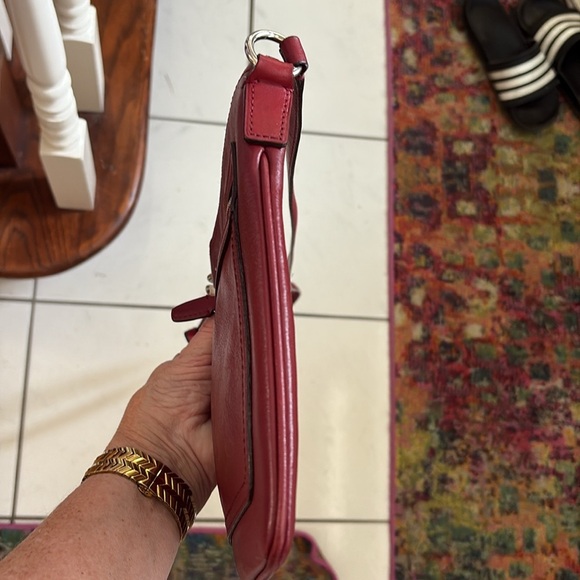 Coach  Crossbody bag  genuine, smooth, leather deep red.  Silvertone.
No callout - Picture 6 of 12